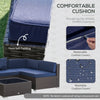 7 Pieces Patio Furniture Set, Rattan Conversation Set Garden Wicker Sofa Set with Washable Cushions and Coffee Table, for Deck Balcony Yard, Navy Blue