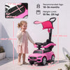 Qaba 3 in 1 Toddler Push Car Licensed Mercedes-Benz with Push Handle, Canopy, Guardrails, Horn, Music for 18-36 Months, Pink