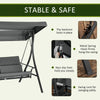 3 Person Porch Swing Bench with Adjustable Canopy, Cushions, Pillows for Porch and Backyard