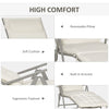 Outdoor Folding Chaise Lounge Chair Recliner with Portable Design, Adjustable Backrest, Cushion and Headrest, Cream White
