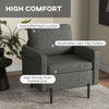 Armchair, Fabric Accent Chair, Modern Living Room Chair with Metal Legs, 2 Side Pockets for Bedroom, Grey