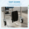 Rolling Shower Chair, Bedside Commode Chair with Wheels, Backrest, Arms, Flip Footrests for Seniors, Disabled, Grey
