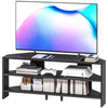 Corner TV Stand, Modern TV Table with 2 Open Shelves for 47 Inch TV, Entertainment Center for Living Room, Black