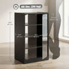 5-Tier Media Cabinet, Media Stand with Adjustable Shelves, Tempered Glass Doors, and Cable Management, Distressed White