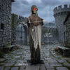 5.6 ft Animated Grim Reaper, Life-Size Halloween Animatronic with Moving Hands/Head, Glowing Eyes, Creepy Sound