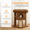 Cat Tree, Small Cat Tower with Perch, Scratching Post, Cat Condo, Toy Ball for Kitty, Leopard Print