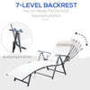 Heavy-duty Adjustable Folding Reclining Chair Outdoor Sun Lounger Patio Chaise Lounge Garden Beach Gravity Lounge with Pillow, 7 Adjustable Backrest Positions, Cream