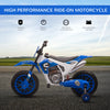 Kids Dirt Bike Battery-Powered Ride-On Electric Motorcycle with Charging 12V Battery, Training Wheels Blue