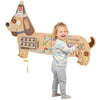 Wooden Wall Busy Board, Montessori Sensory Wall Panel Dachshund-Shaped for Playroom, Educational Toys for Toddler