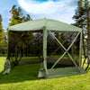 12' x 12' Hexagon Automatic Pop Up Screen Tents Camping Shelter Picnic Canopy Outdoor Sun Shade with Mesh Sidewalls and Carry Bag