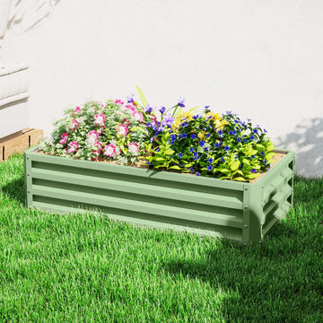 Galvanized Raised Garden Bed, Outdoor Planter Box for Vegetables, Flowers, Herbs, 4' x 2' x 1', Light Green