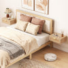 Floating Bedside Tables Set of 2, Wall Mounted Nightstands with Rattan Drawer and Wood Effect, Oak