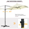 8.5FT Offset Patio Umbrella with 360° Rotation, Outdoor Cantilever Roma Parasol Hanging Sun Shade Canopy Shelter with Cross Base, Beige