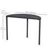 Half Round Side Table, PE Rattan Coffee Table with Metal Frame for Patio, Garden, Balcony, Black