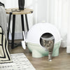 Enclosed Cat Litter Box, Large Kitty Litter Box with Lid, Scoop, Leaking Sand Pedal, Top Handle, Light Green