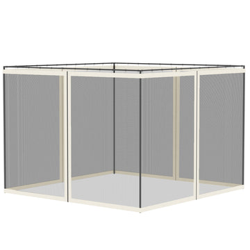 Replacement Mosquito Netting for Gazebo 10' x 10' Black Screen Walls for Canopy with Zippers, White