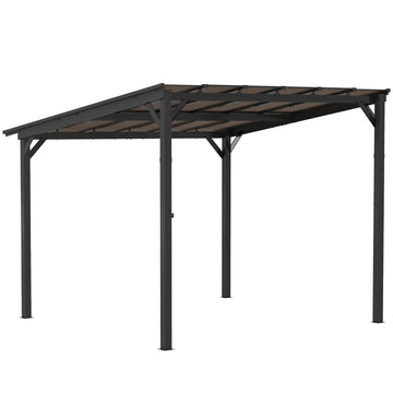 10' x 14' Hardtop Gazebo Wall-Mounted / Free Standing Outdoor Pergola with UPF 50+ & Waterproof Polycarbonate Roof