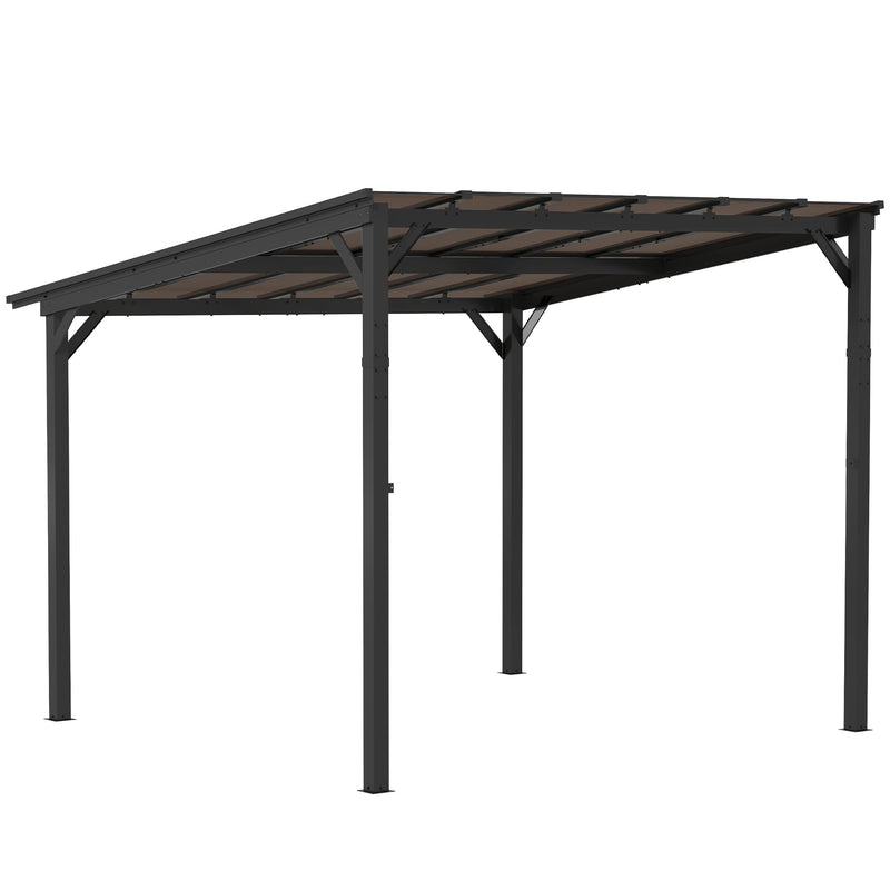 10' x 14' Hardtop Gazebo Wall-Mounted / Free Standing Outdoor Pergola with UPF 50+ & Waterproof Polycarbonate Roof