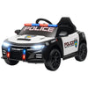 Qaba Kids Electric Ride on Police Car with Remote Control, Sirens, Flashing Lights, Music, Horn, Shock Absorbers, White