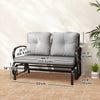 2-Person Outdoor Glider Chair, Patio Double Rocking Loveseat with Steel Frame and Cushions for Backyard, Garden and Porch, Grey