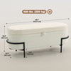 Storage Ottoman with Lift-Up Lid and Steel Legs, 45 Inches Sherpa Fleece Storage Chest for Living Room, Cream White