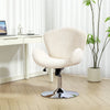 Swivel Office Chair, Velvet Desk Chair with Wide Bucket Seat, Butterfly Back, Tilt Function and Round Base, Cream White