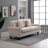 Modern 3 Seater Sofa, Corduroy Fabric 3 Seater Couch with Pine Wood Legs and Rolled Armrests for Living Room