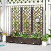 Raised Garden Bed with Trellis, PE Rattan Flower Bed with Drainage Holes and Drain Plugs, 47