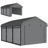10' x 15' Metal Carport, Heavy Duty Garage Car Shelter with Galvanized Metal Roof and Removable Sidewalls, Light Grey