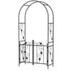 7ft Steel Garden Arch with Gate, Garden Arbor Trellis for Climbing Plants, Roses, Vines, Wedding Arch for Outdoor, Garden, Lawn, Backyard, Black