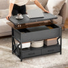 Modern Coffee Table, Lift Top Center Table with Fabric Drawers and Hidden Storage for Living Room, Distressed Black