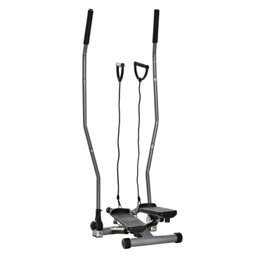 Soozier Twist Stair Stepper Exercise Machine with Rocking Handlebars, Cardio Climber Exercise Equipment with Hydraulic Resistance, LCD Display for Home Workout Exercise, Silver