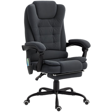 7-Point Vibrating Massage Chair, Reclining Office Chair with Footrest, Reclining Back, Adjustable Height, Black