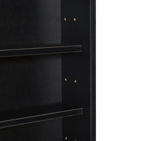 5-Tier Display Cabinet, Shot Glass Display Case, Glass Curio Cabinet with 2 Glass Doors and 4 Adjustable Shelves, Black