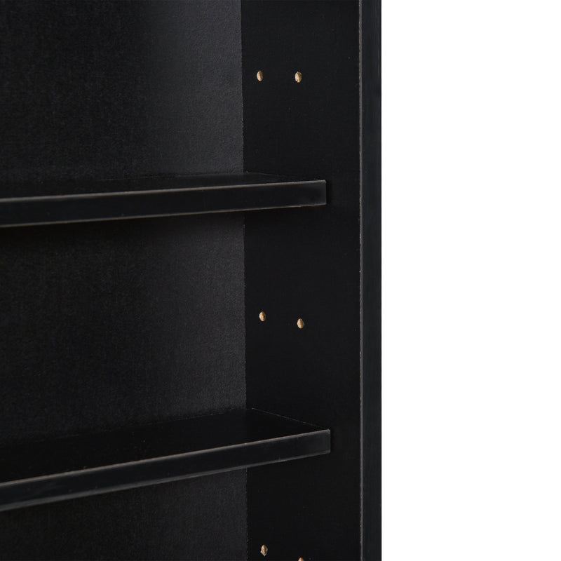 5-Tier Display Cabinet, Shot Glass Display Case, Glass Curio Cabinet with 2 Glass Doors and 4 Adjustable Shelves, Black