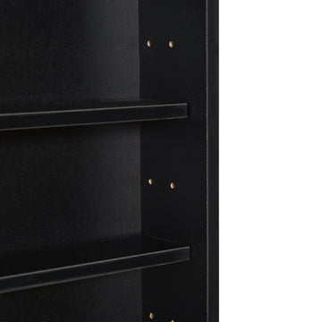 5-Tier Display Cabinet, Shot Glass Display Case, Glass Curio Cabinet with 2 Glass Doors and 4 Adjustable Shelves, Black
