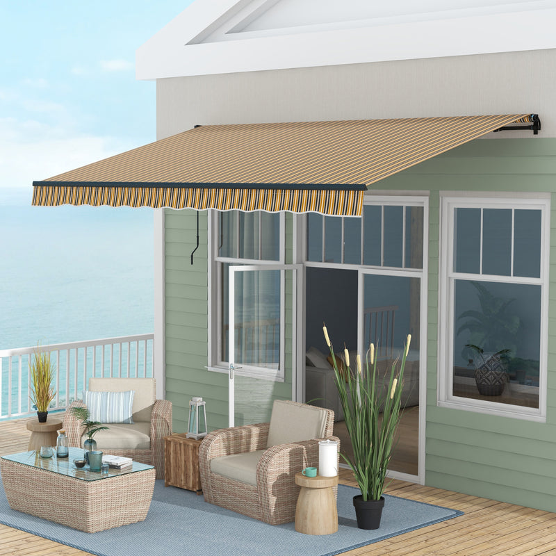 13' x 10' Retractable Awning, 280gsm UV Resistant Sunshade Shelter, for Deck, Balcony, Yard, Amber and Dark Grey