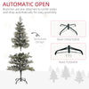 5 Feet Pencil Snow Flocked Artificial Christmas Tree with 517 Realistic Cypress Branches, Auto Open, Green