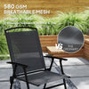 5 Pieces Outdoor Patio Dining Set with Glass Top Table and 4 Mesh Folding Chairs, Small Outdoor Patio Furniture, Grey