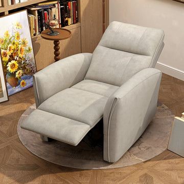 Power Recliner Chair, Dyed Fabric (Like Leathaire) Upholstered Recliner Chair with USB Ports, Footrest, Beige