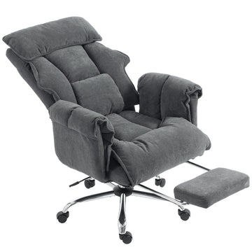 Desk Chair, Computer Office Chair with Footrest, Adjustable Backrest and Headrest, Dark Grey
