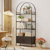 4-Tier Arched Shelving Unit with Cabinet, Bookshelf for Living Room, Office, 31.5