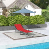 Outdoor Folding Lounge Chair, 4-Level Adjustable Chaise Lounge with Headrest, Tanning Chair Beach Bed Reclining Lounger Cot for Camping, Hiking, Backyard, Wine Red