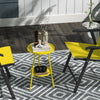 Round Garden Table, 2-Tier Small Side Table, Metal Patio Table Coffee Table Dining Table, Yellow
