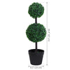 2 Ball Topiary Tree in Pot for Home Decor, Artificial Plant for Home Office, Living Room Decor, Dark Green