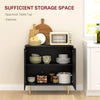 Modern Kitchen Storage Cabinet, Sideboard Buffet Cabinet with Adjustable Shelves and Metal Legs for Kitchen, Black