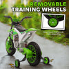 Kids Dirt Bike Battery-Powered Ride-On Electric Motorcycle with Charging 12V Battery, Training Wheels Green