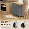 Rolling Kitchen Island with Rubber Wood Top and Storage, Spice Rack, Towel Rack