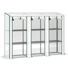 Lean-to Greenhouse with 3 Tier Shelves, Mini Greenhouse with 3 Roll-Up Doors for Indoor Outdoor, White