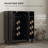 Shoe Storage with Double Doors and Open Shelves 17 Pair Shoe Storage Organizer for Entryway Hallway Black